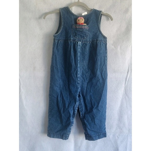 vintage gymboree toddler denim overalls gingerbread doll‎ toy in pocket 18-24 mo - Picture 1 of 9